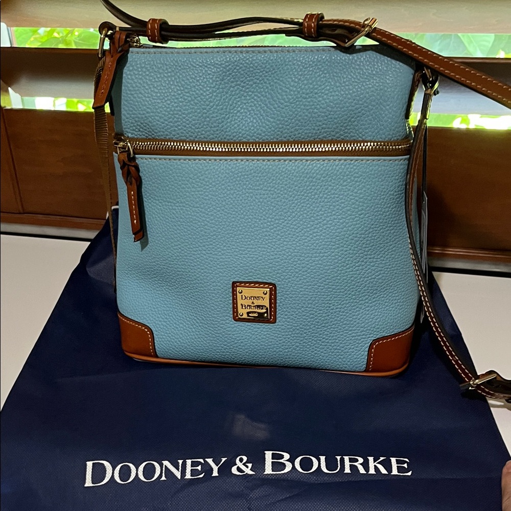 Brand new with tags Dooney & Bourke Light Blue and Brown Shoulder Bag